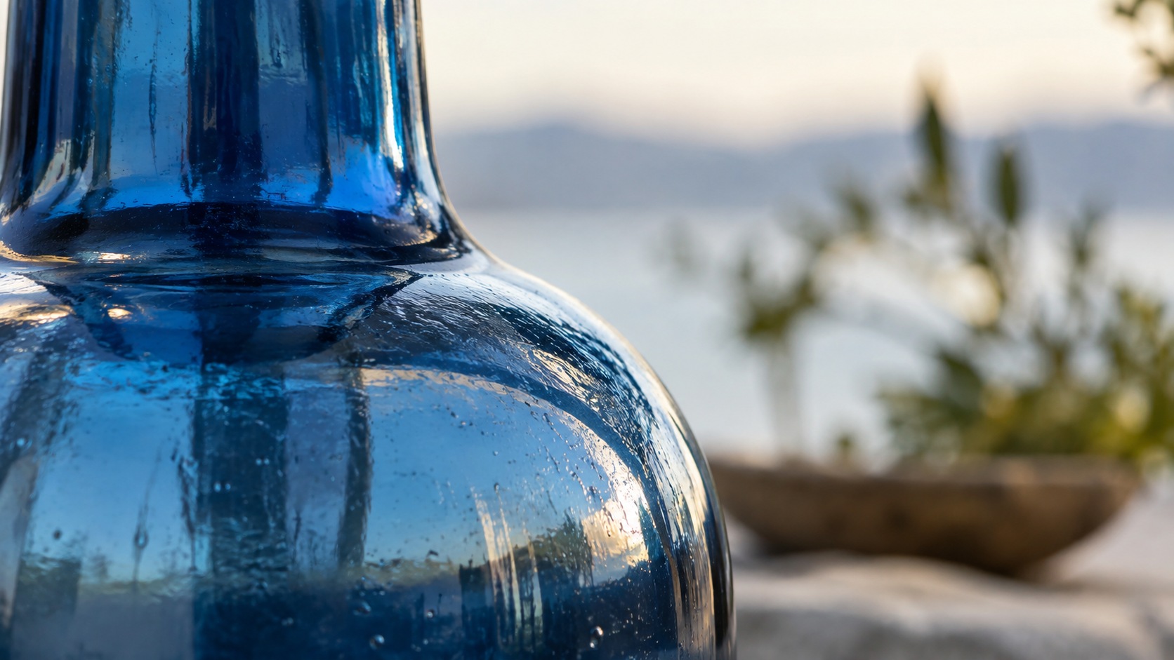 Blue glass bottle concept illustration